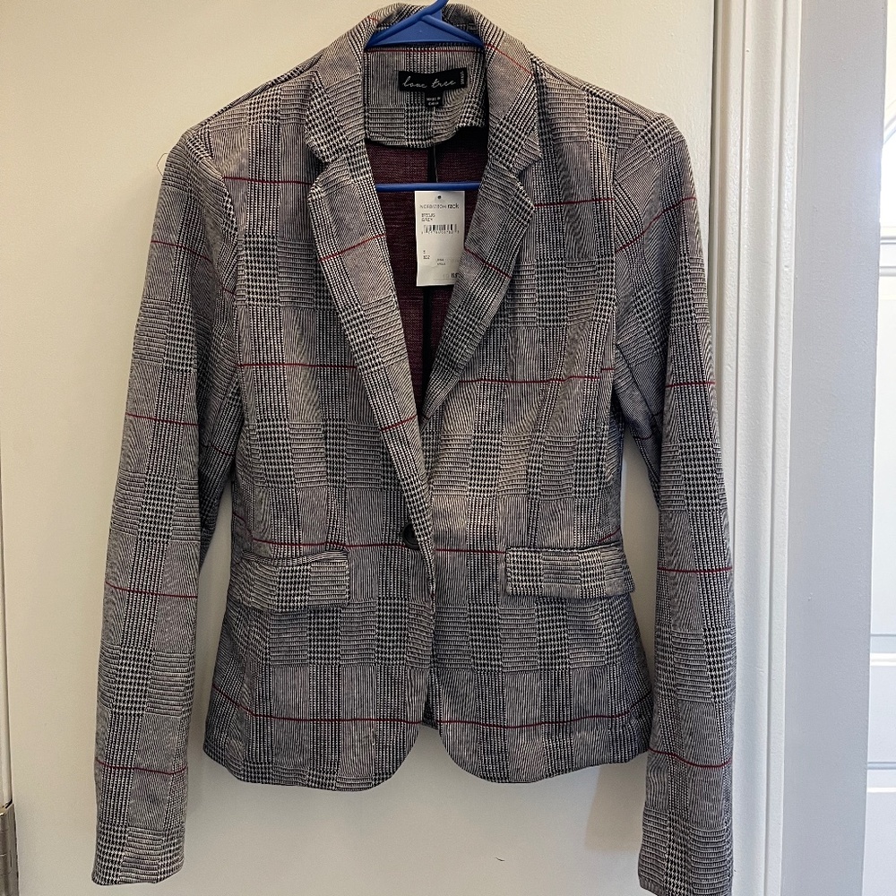 Nordstrom Rack Size Small Grey Houndstooth Plaid Blazer Jacket